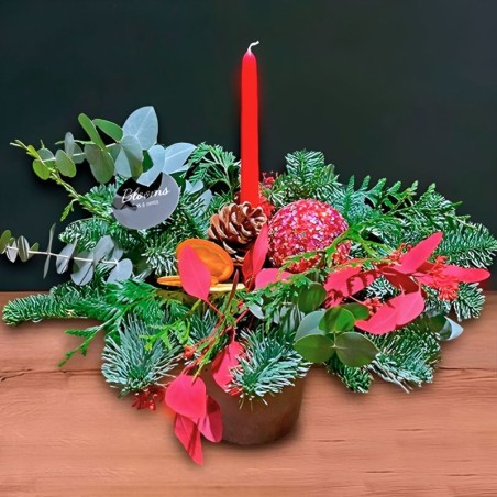 CENTRO NAVIDEÑO EN TONOS ROJOS