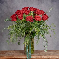 JARRÓN DE 24 ROSAS ROJAS